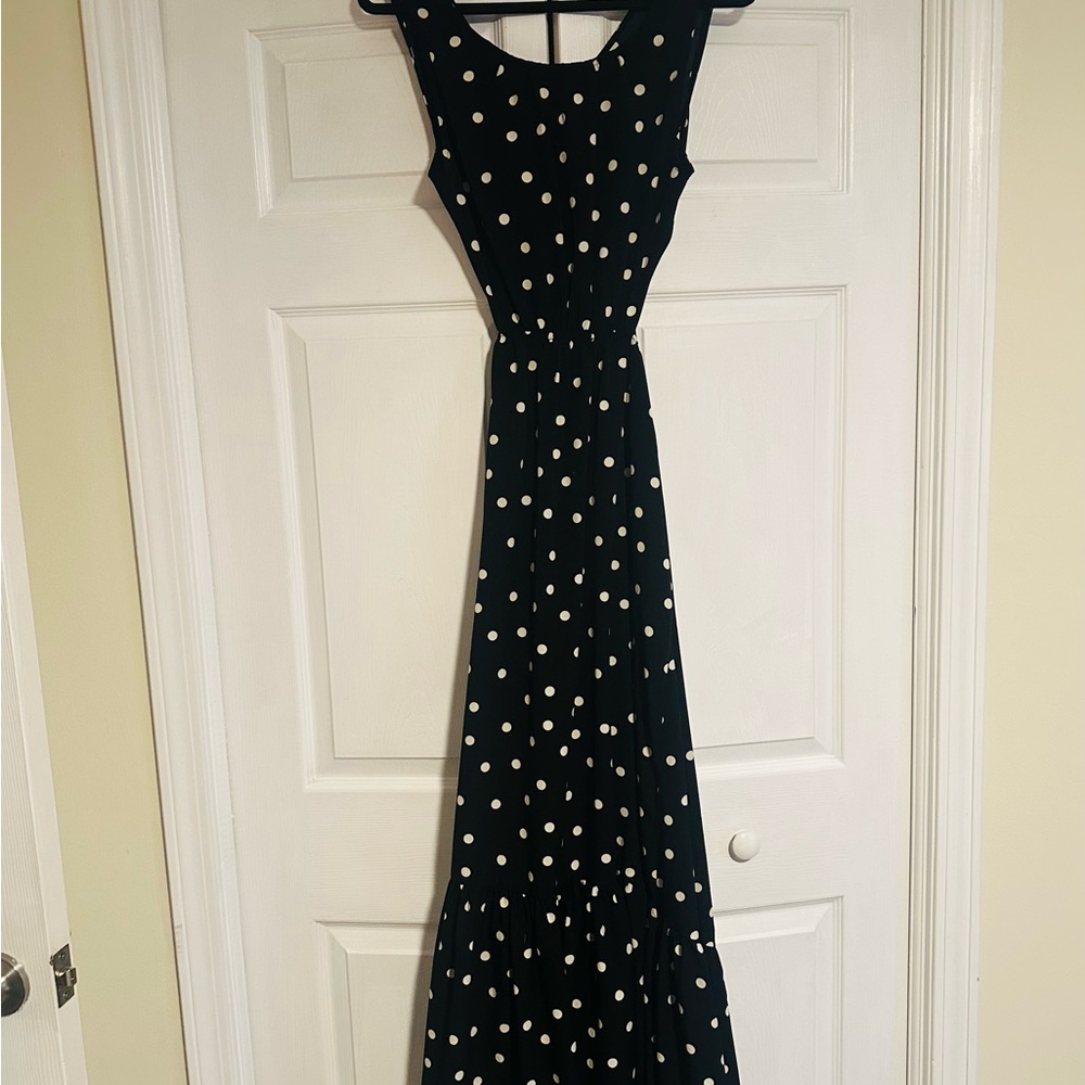 entro Black Maxi Dress with White Polka Dots